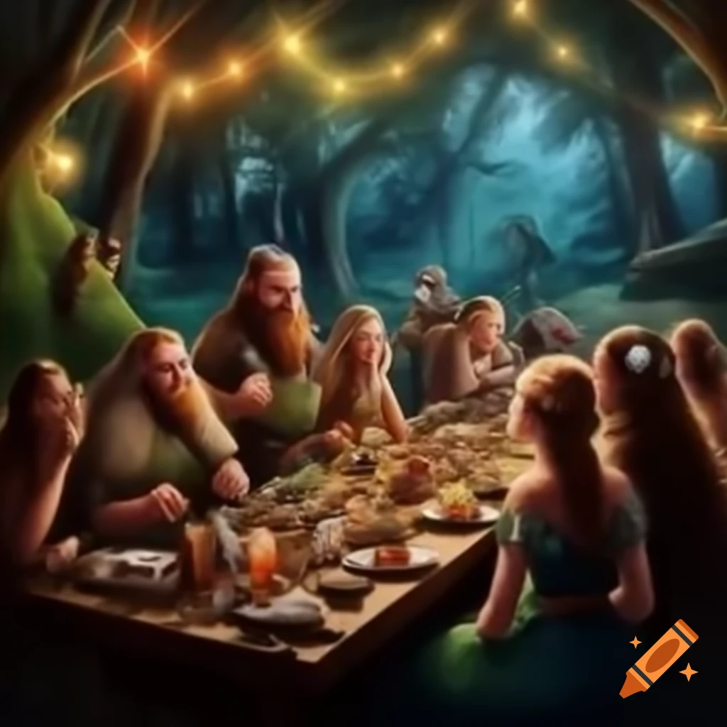 Viking midsummer party with food, drinks, and music