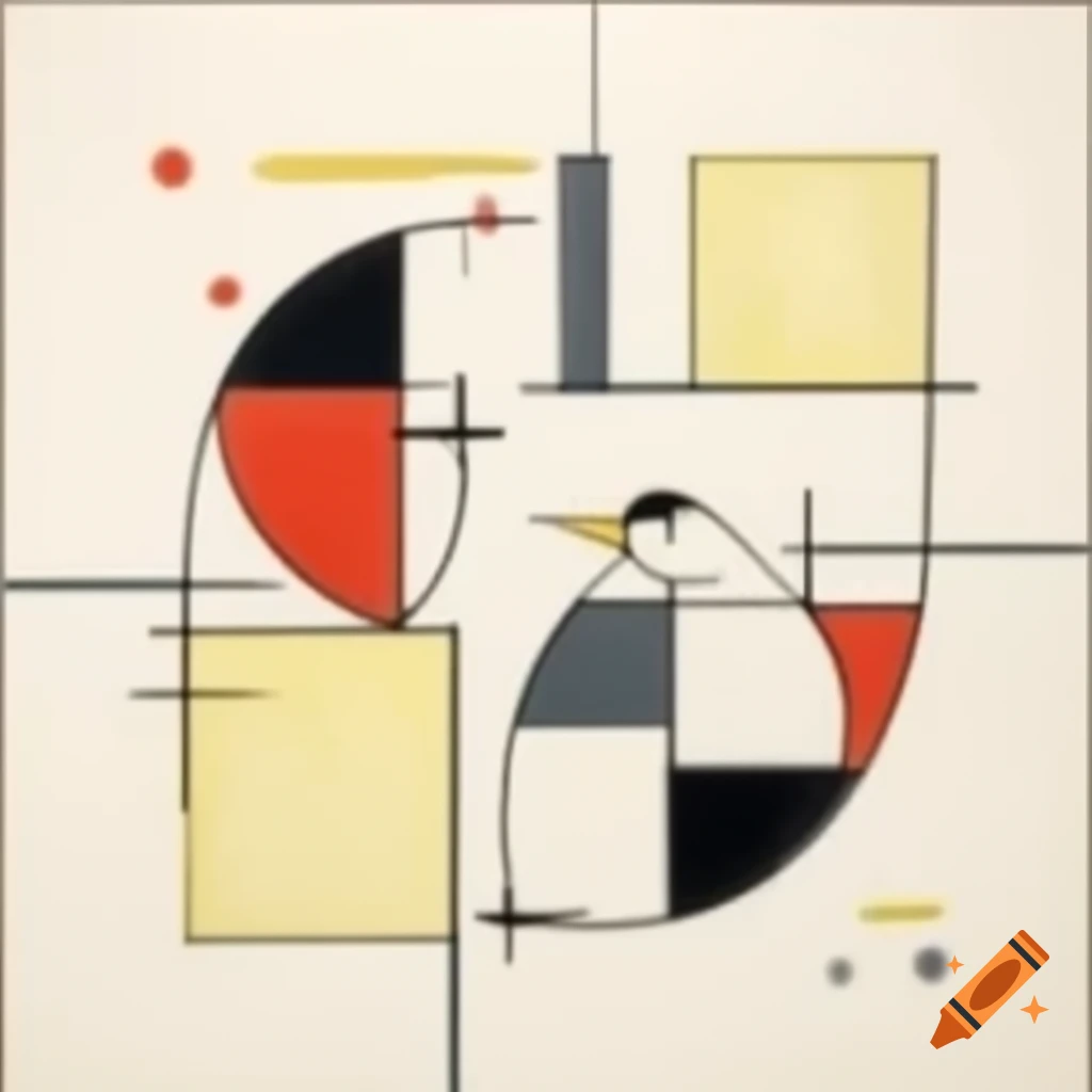 Abstract line drawing of two Birdmen profiles laughing with geometric curves