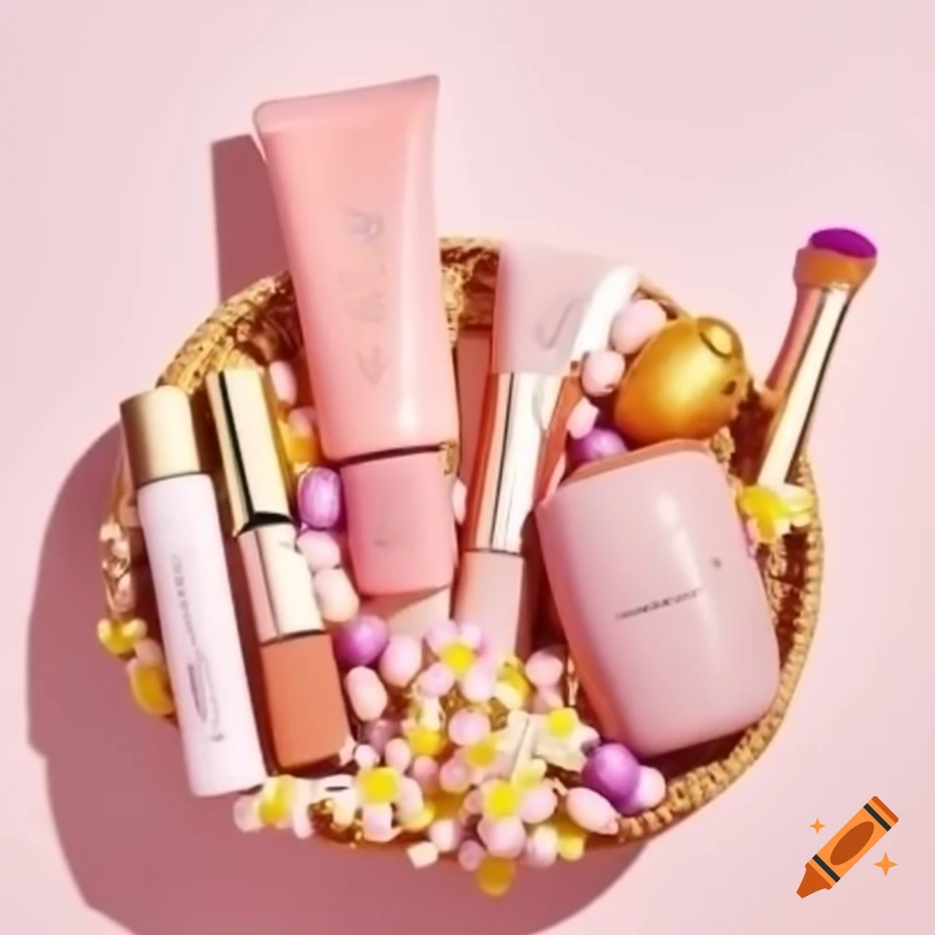Tarte makeup products arranged in an Easter basket