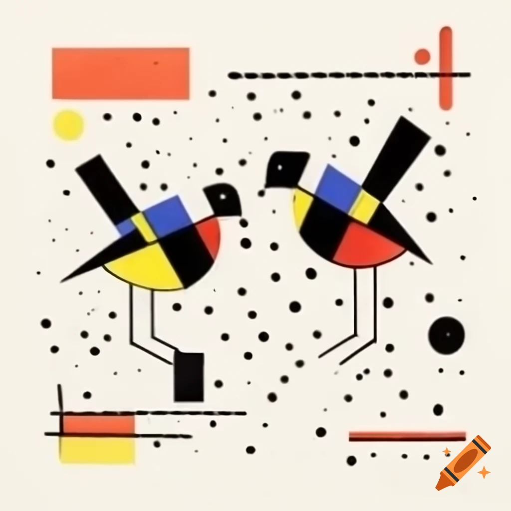 Abstract line drawing of two Birdmen laughing with geometric curves