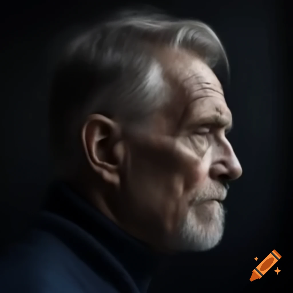 Dramatic profile of a contemplative Swedish man in his 60s