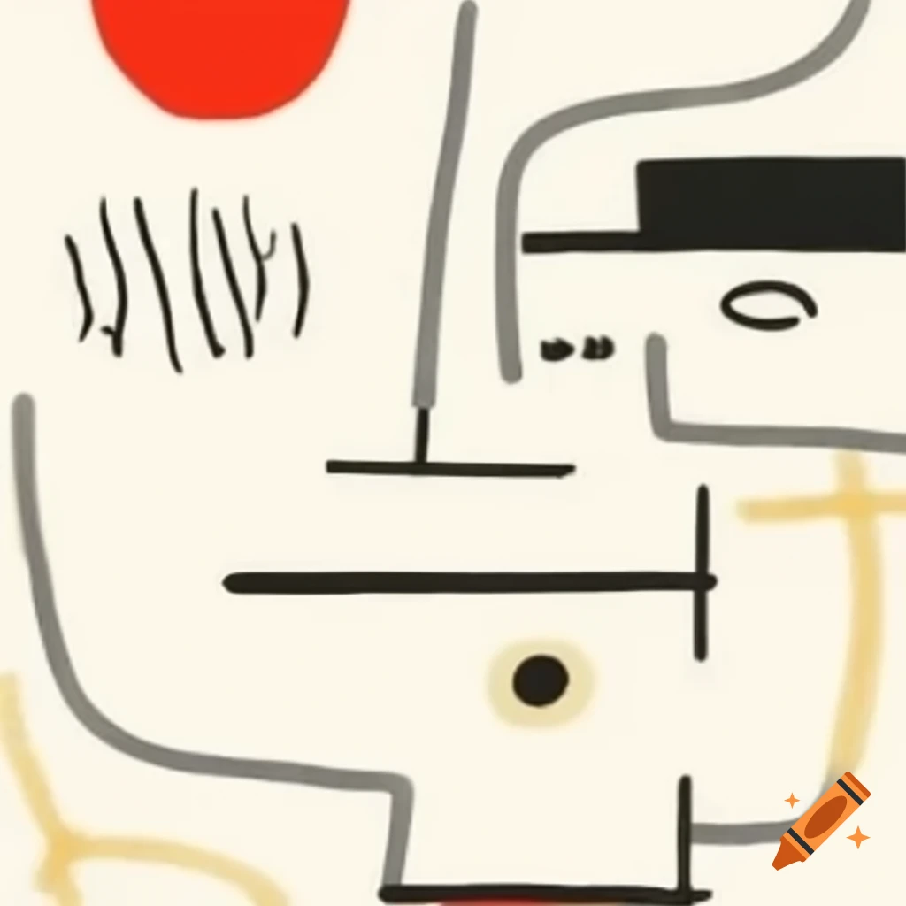 Abstract line drawing of a laughing face in Mondrian and expressionism style