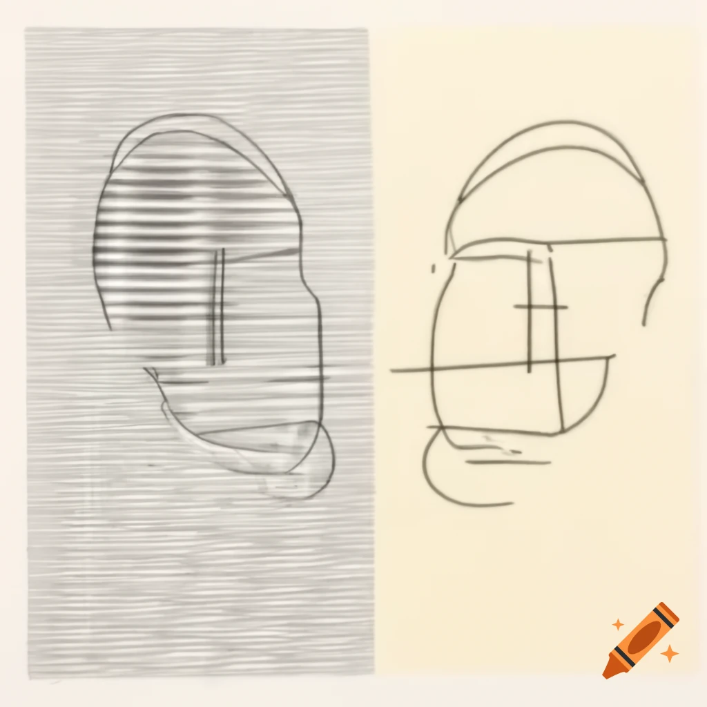 Abstract line drawing of two laughing profiles in Mondrian and matrix style