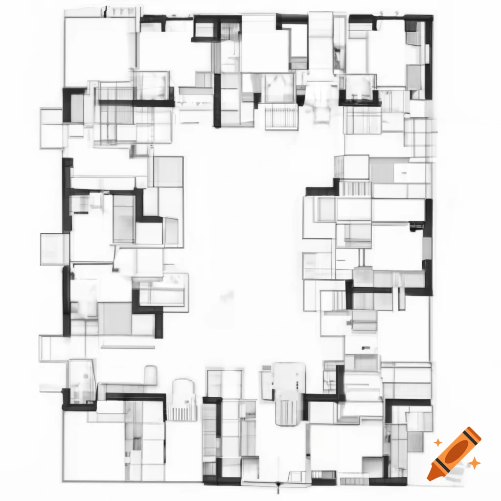 Architectural blueprint of a single family townhouse complex with 100 attached townhouses