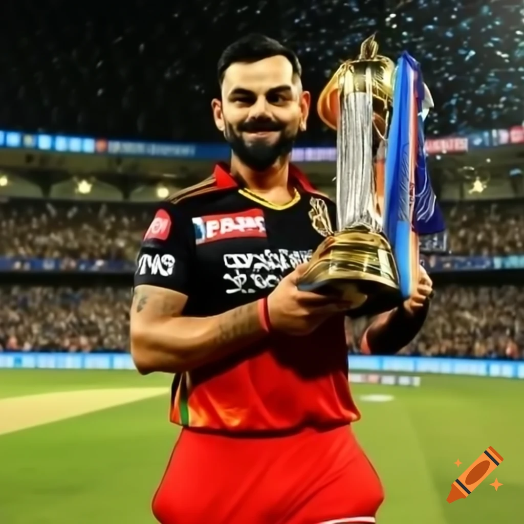 Detailed image of cricketer in Royal Challengers Bangalore jersey
