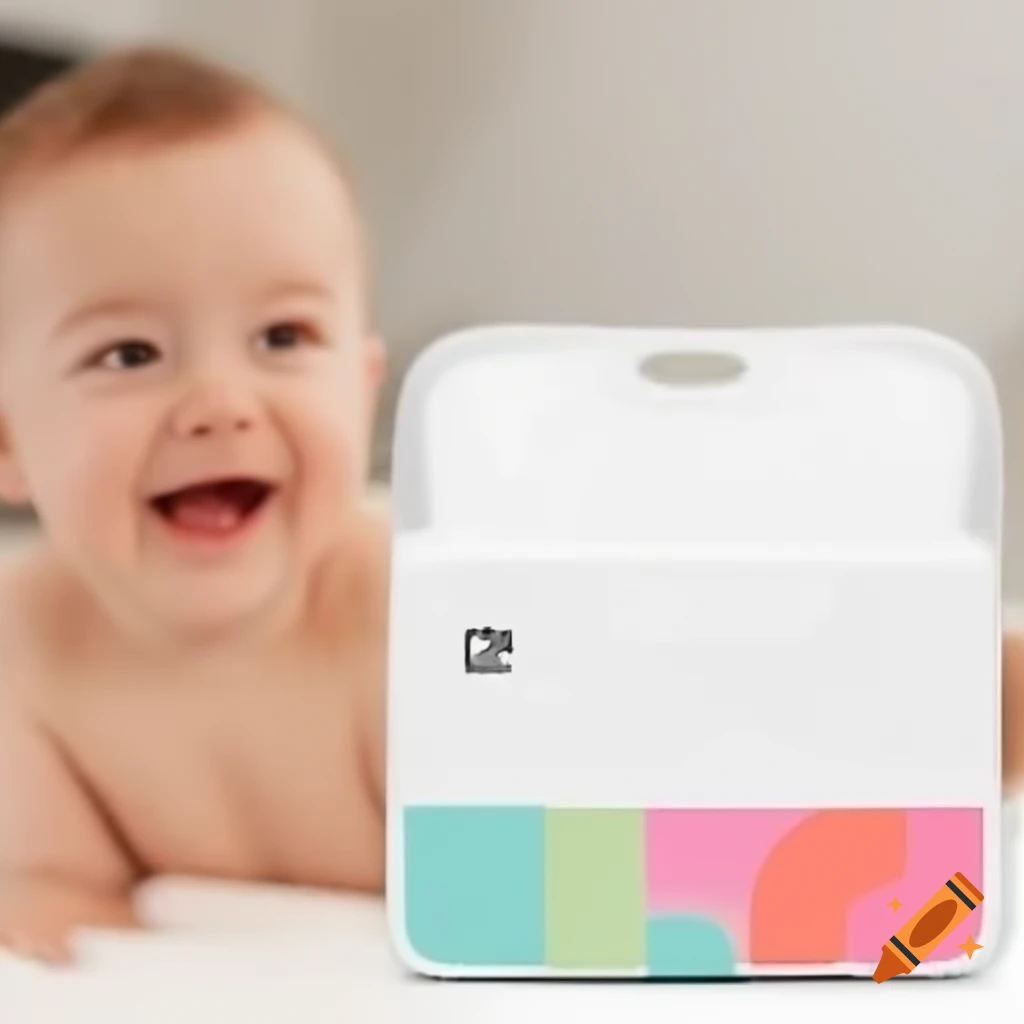 Toddler smiling while wearing diaper in a minimalistic setting