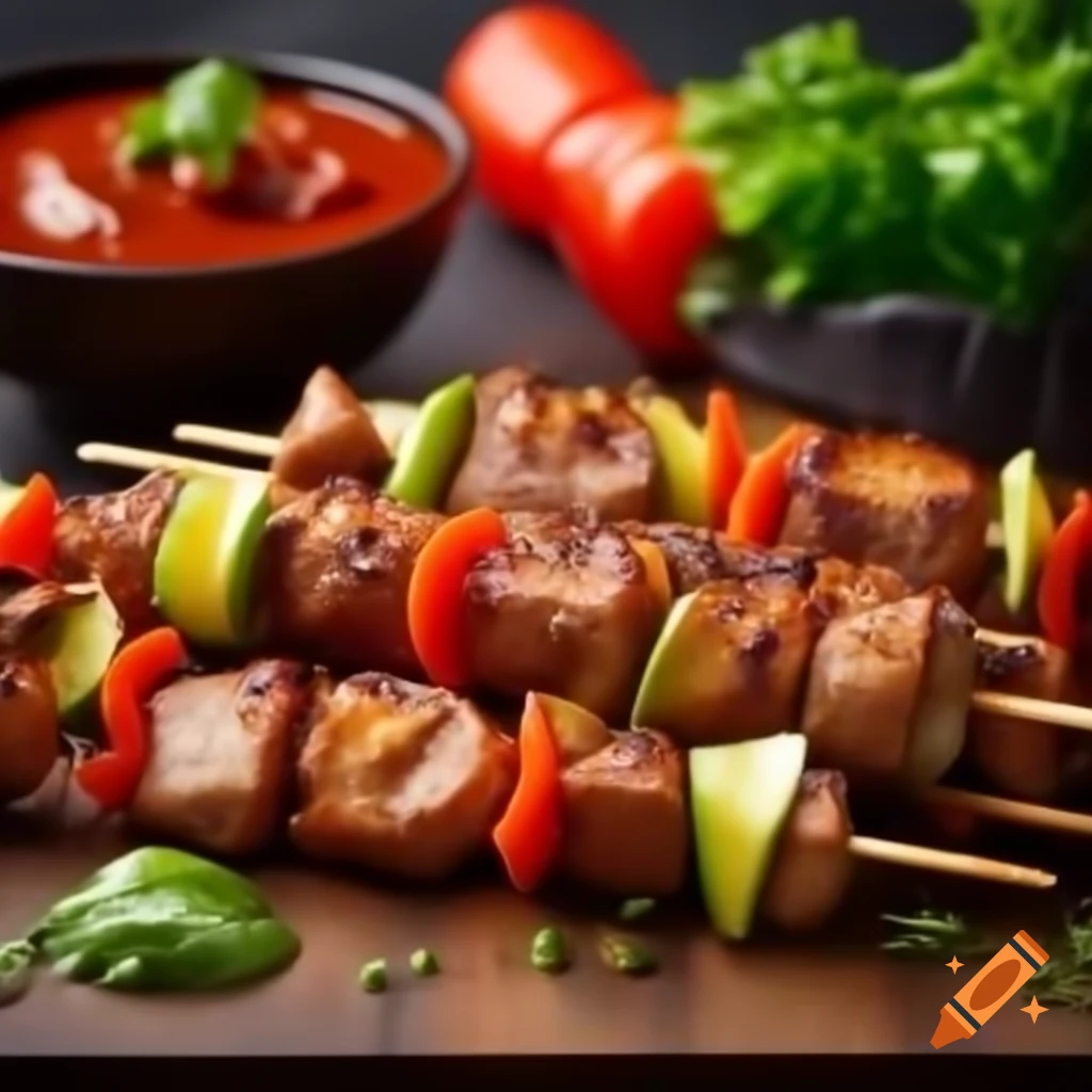 High-resolution shashlik kebab on skewers