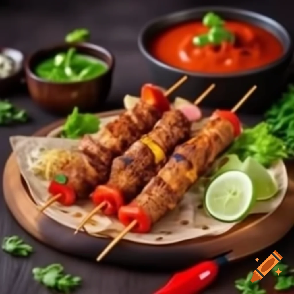 High-resolution shashlik kebab on skewers