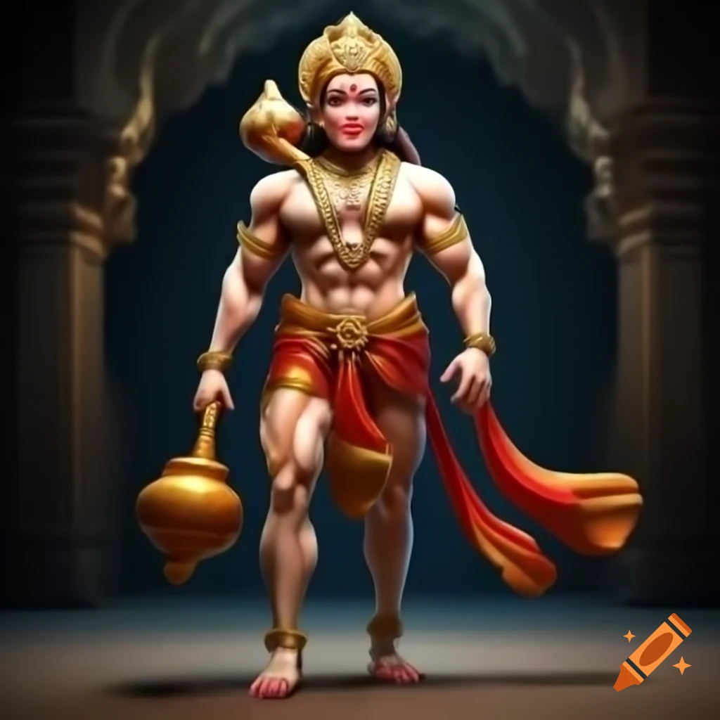 3D depiction of Lord Hanuman walking