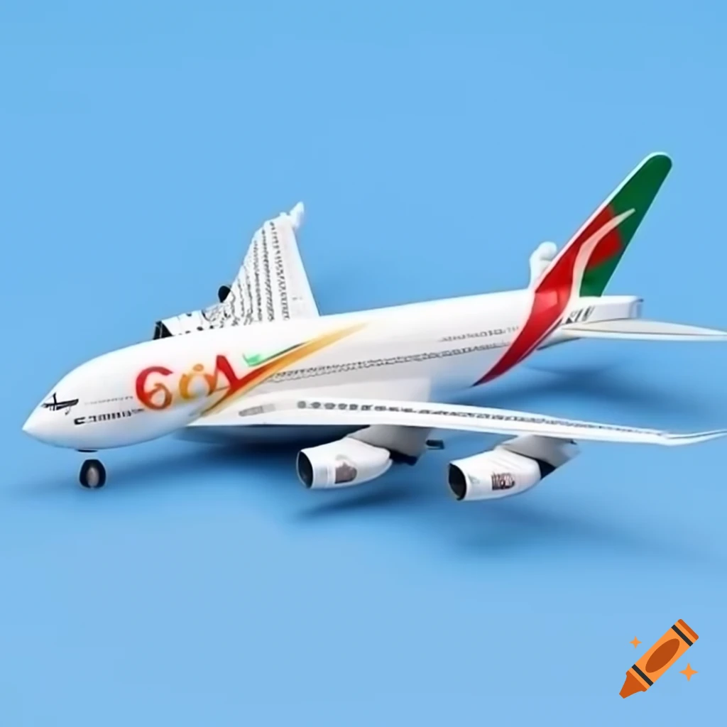 A380 aircraft in Air Algerie livery illustrated in Ghibli style