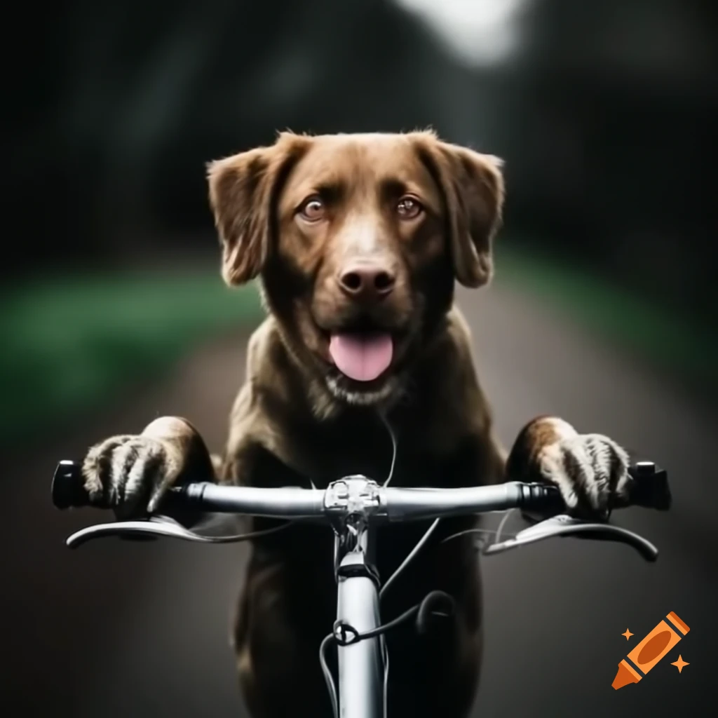 Dog riding a bike