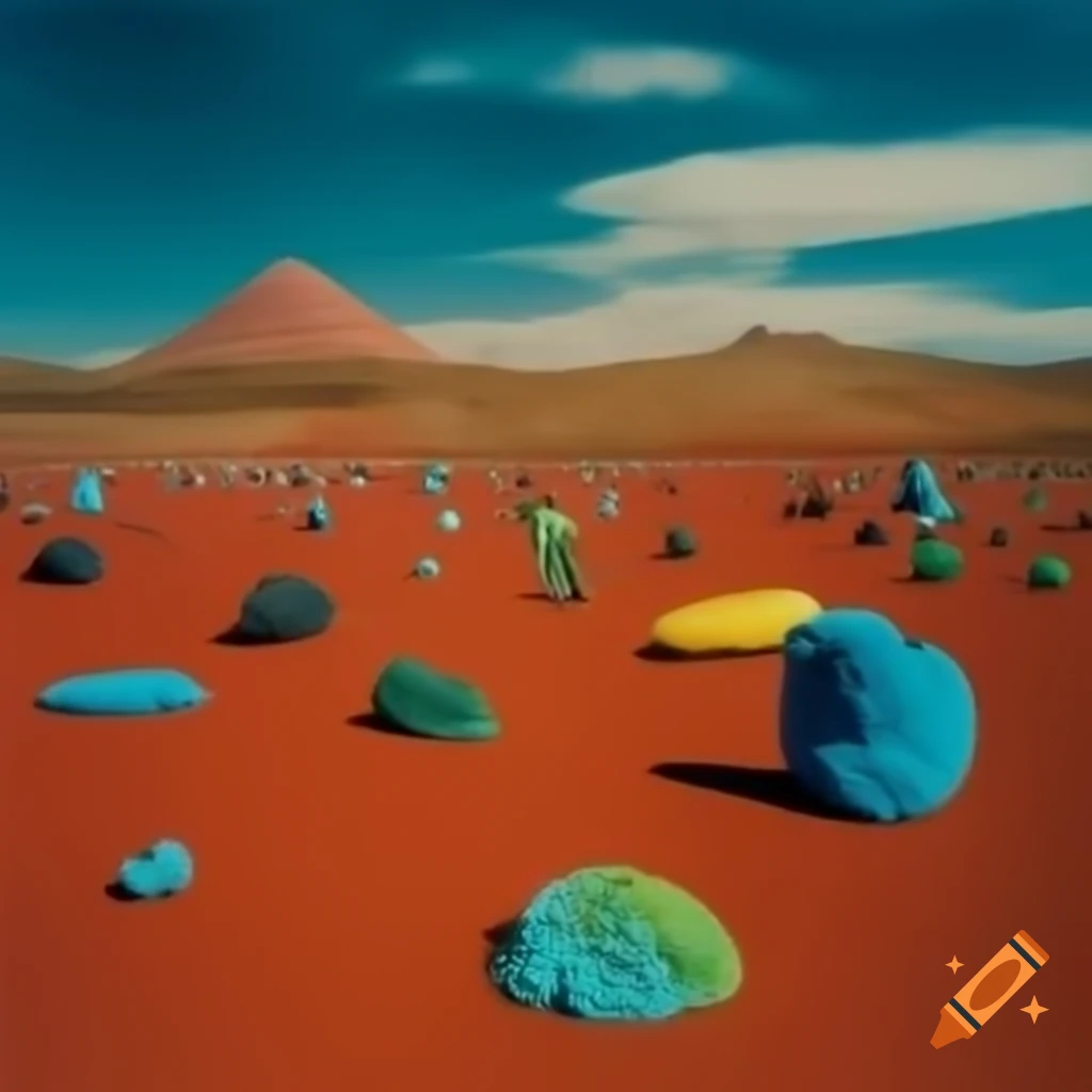 Abstract landscape with vivid colors resembling various objects on Craiyon