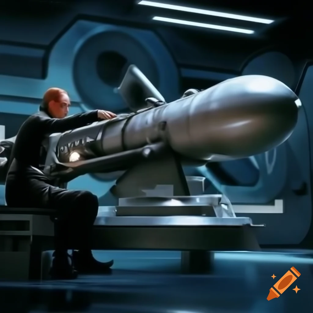 Man working on futuristic nuclear missile technology
