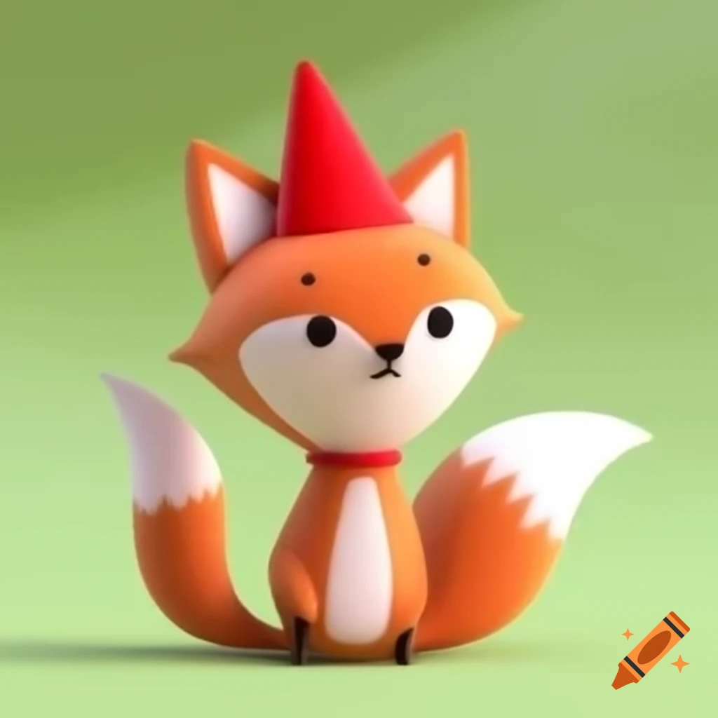 Cute fox wearing a red hat