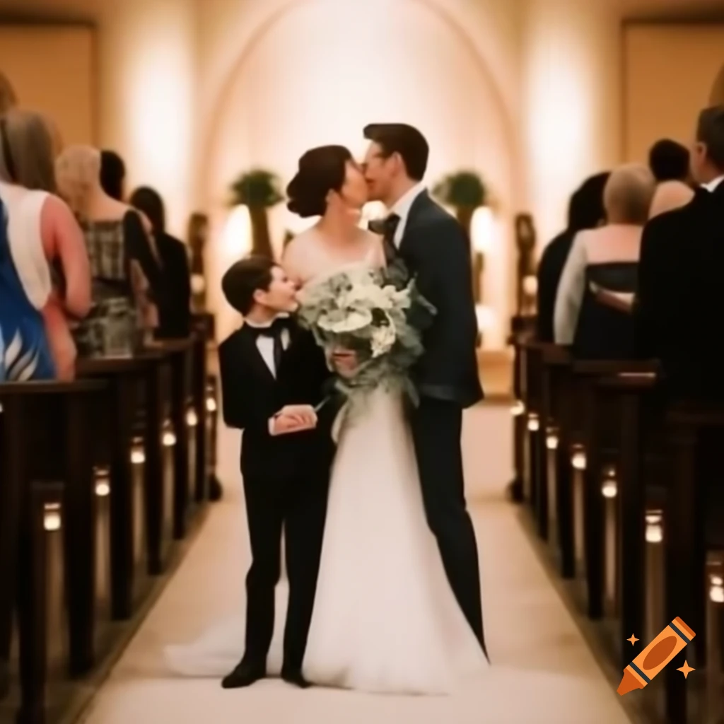 Husband-to-be and son at wedding aisle, emotional and heartwarming moment