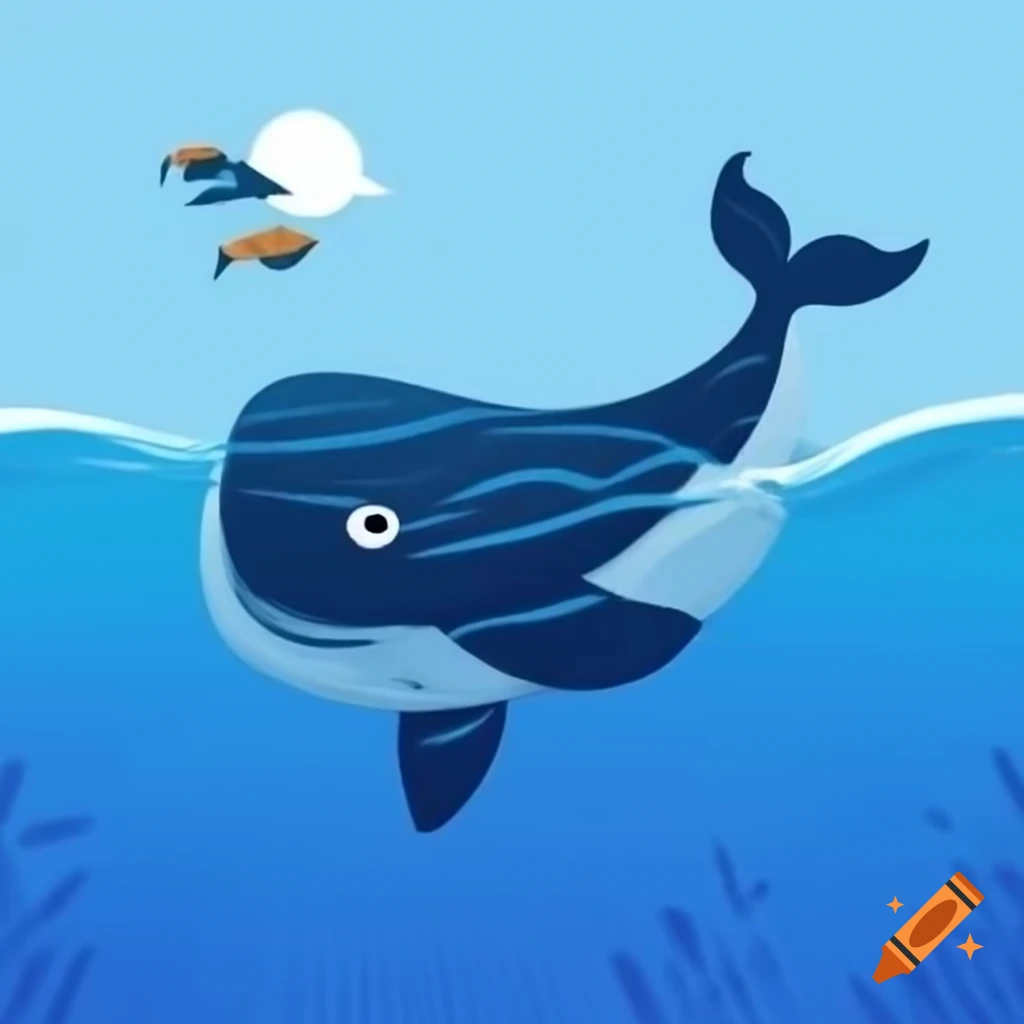 Cartoon art of a little whale