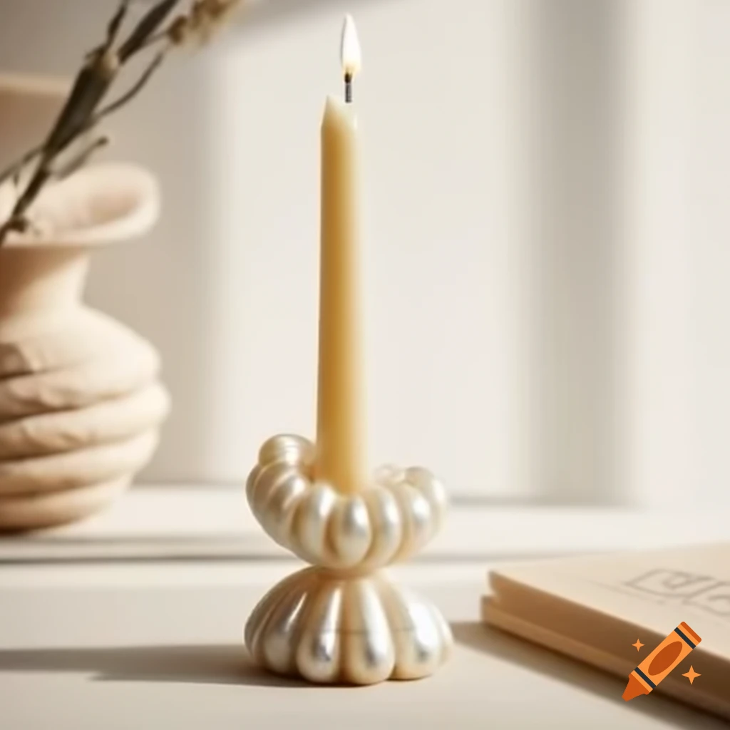 Pearl-shaped candle designed for candle shop