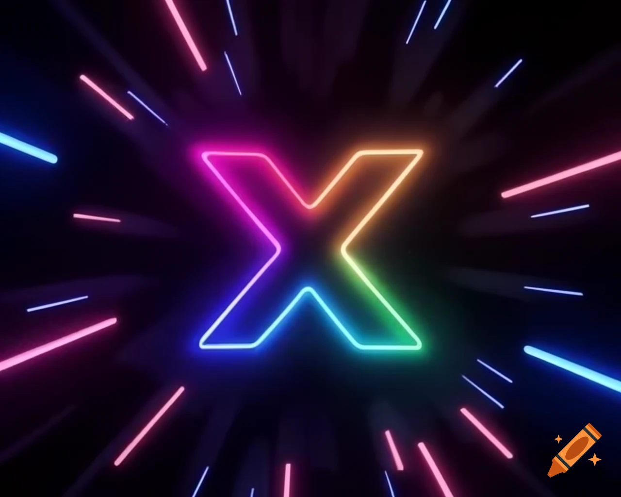 Abstract lightspeed background featuring rainbow neon colors and X-logo