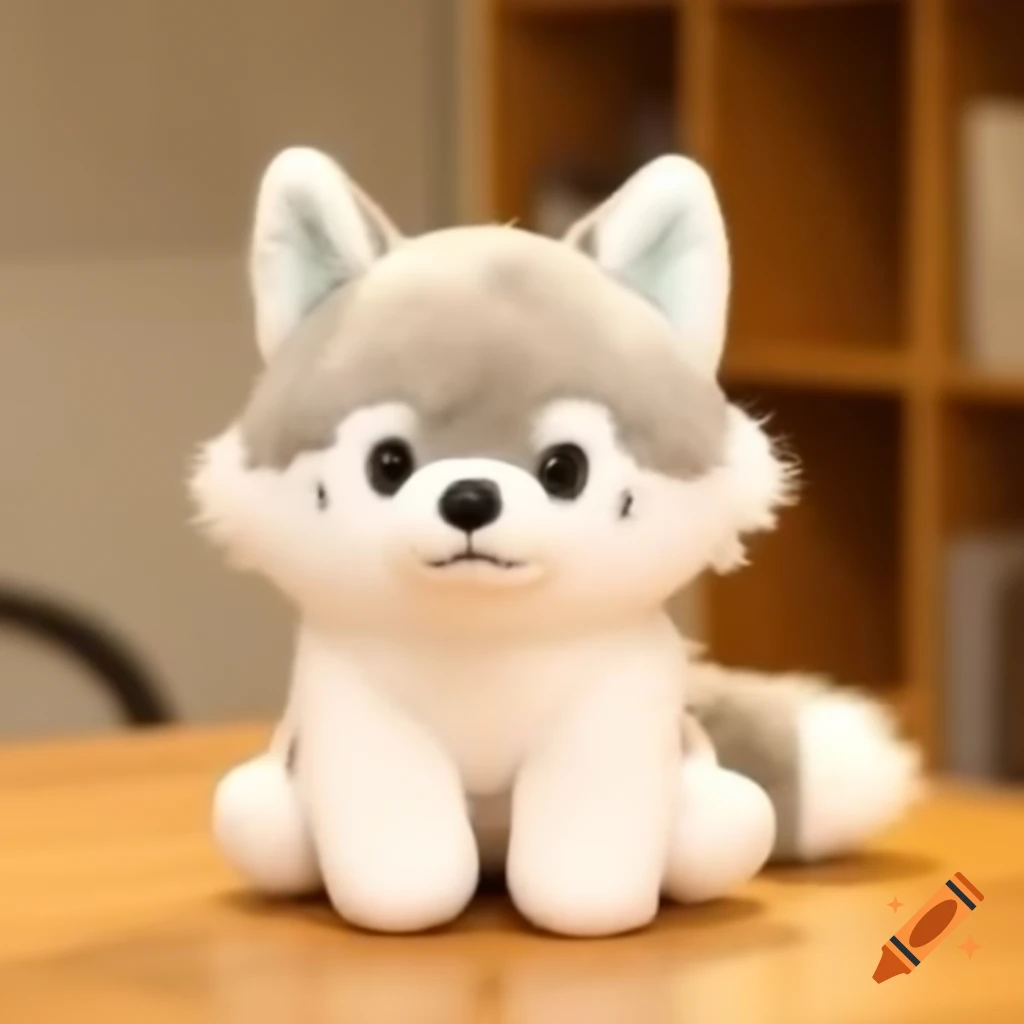 Cute fluffy stuffed wolf