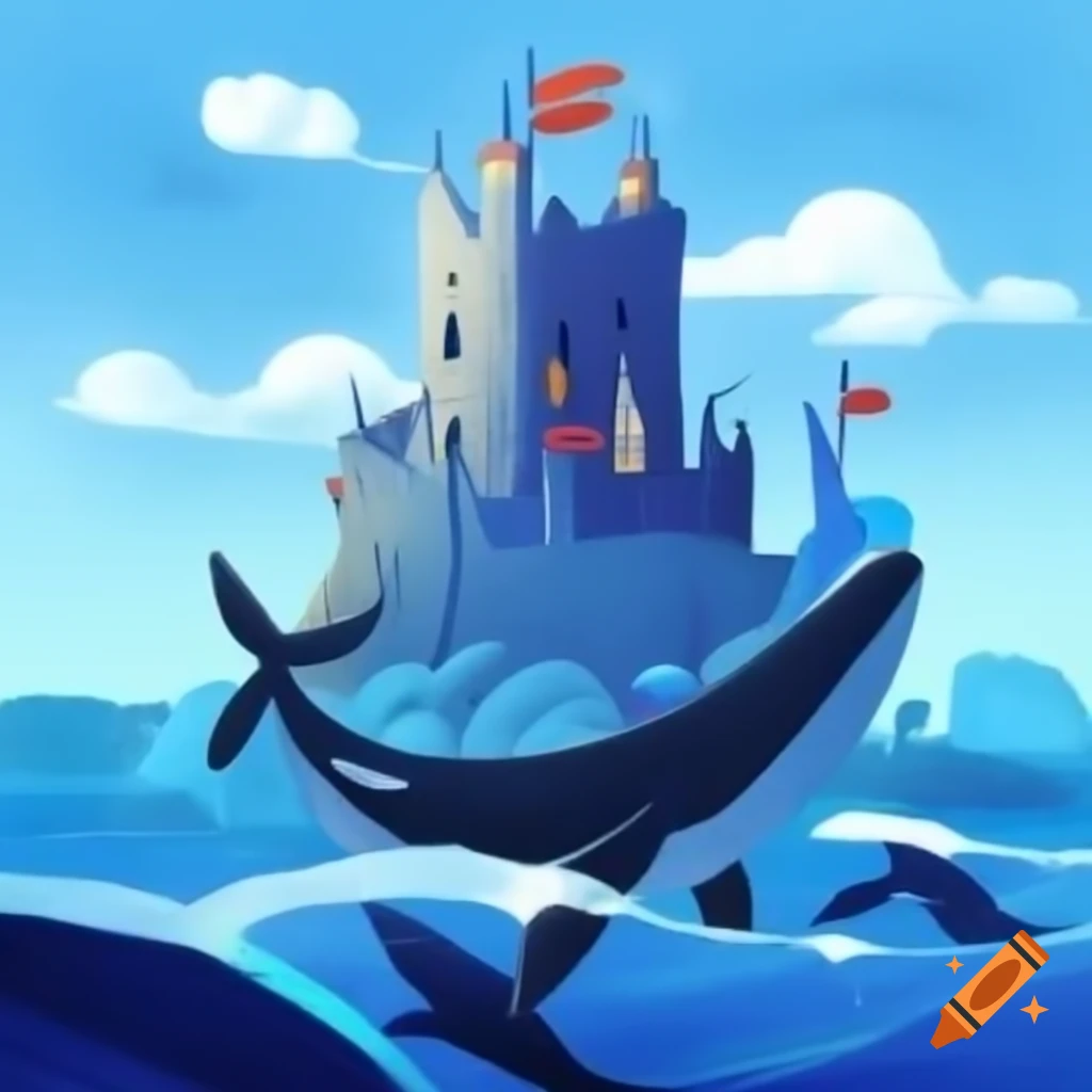 Whale-shaped castle with cheerful design