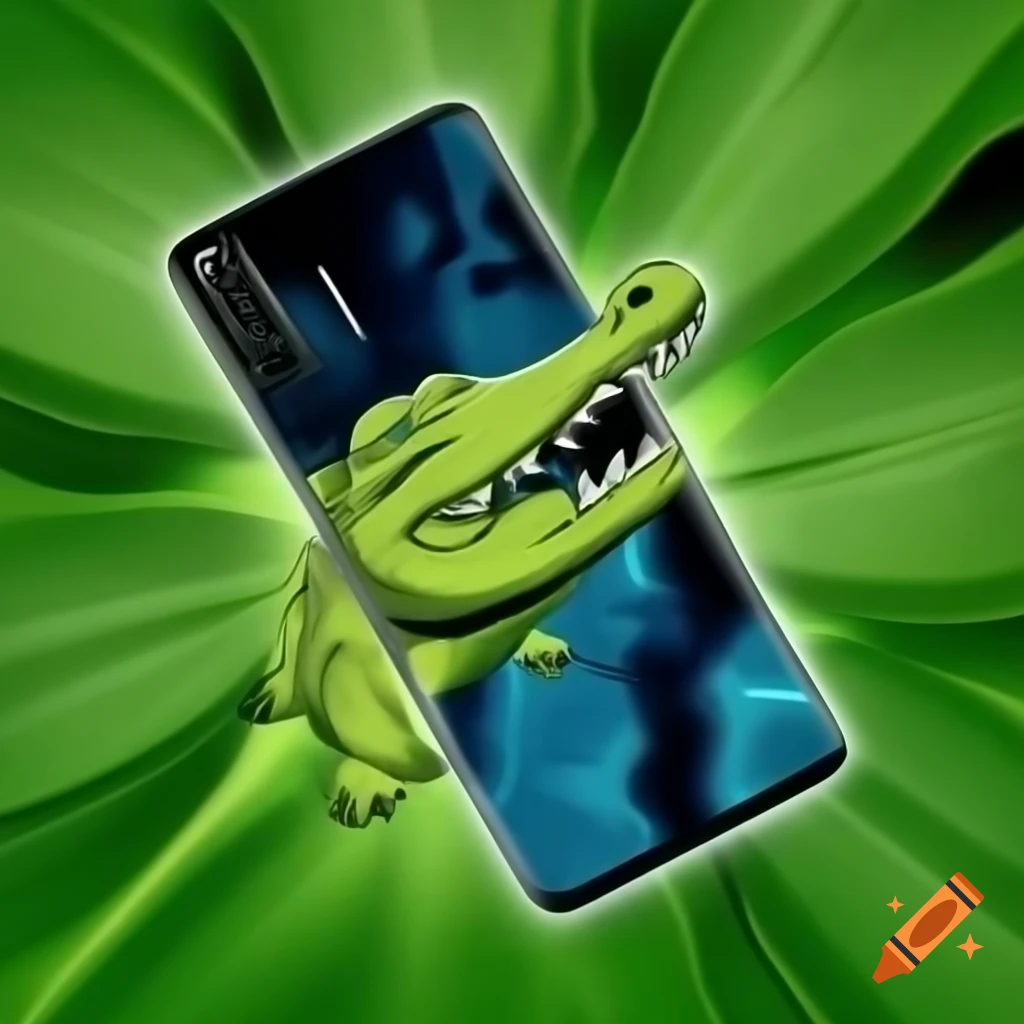 Artistic representation inspired by Bombardillo Crocodillo featuring Xiaomi Android phone