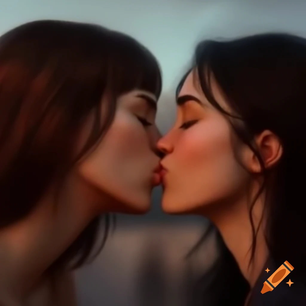 Two women sharing a kiss