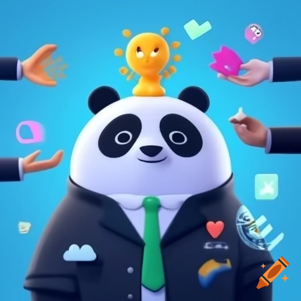 Creative and professional uniform design for Benny the Benefits Panda, symbolizing care and support