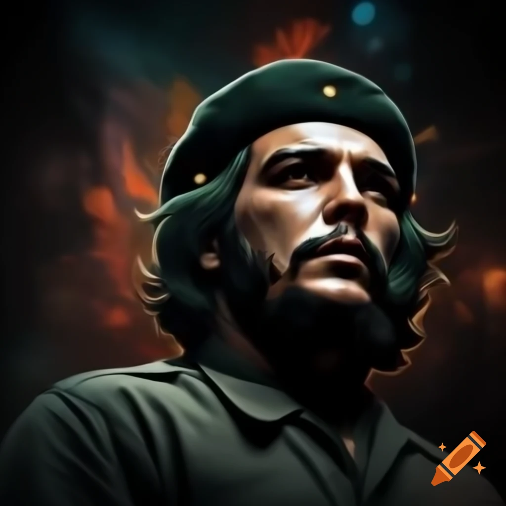 Artistic studio portrait of Che Guevara with creative lighting on Craiyon
