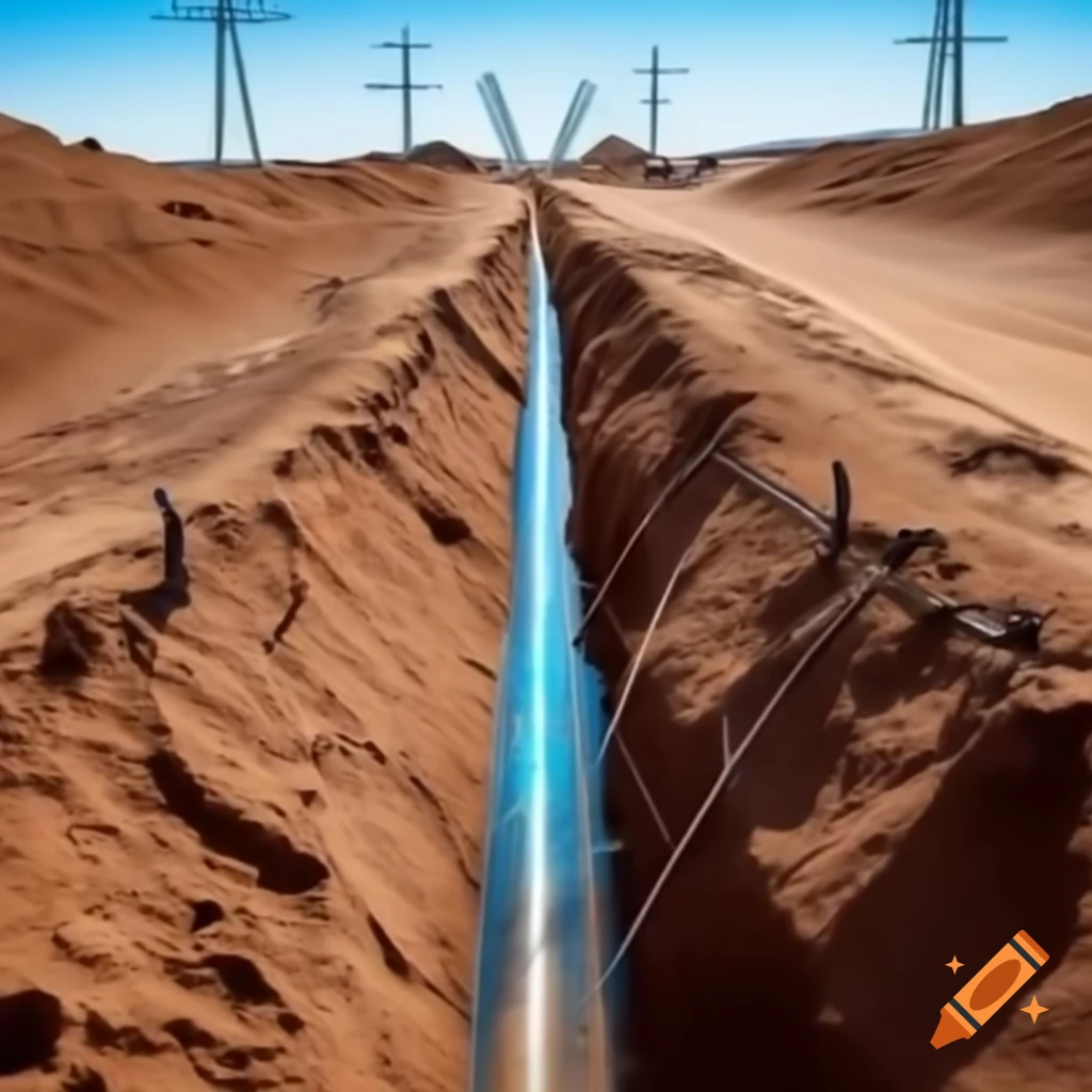 Open trench with utility lines and fiber optic sensing line