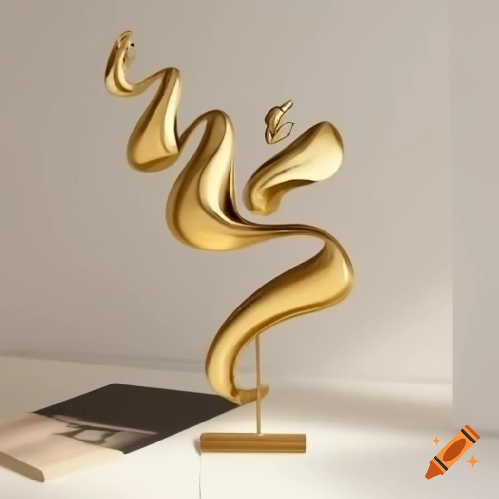Abstract 3D metallic image in light gold and lilac tones