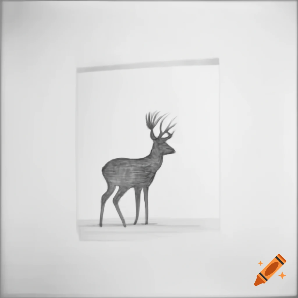 Pencil drawing of a deer captured from a distance