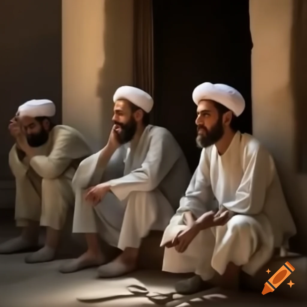 Two brothers in traditional shalwar kameez having a serious argument in a courtyard