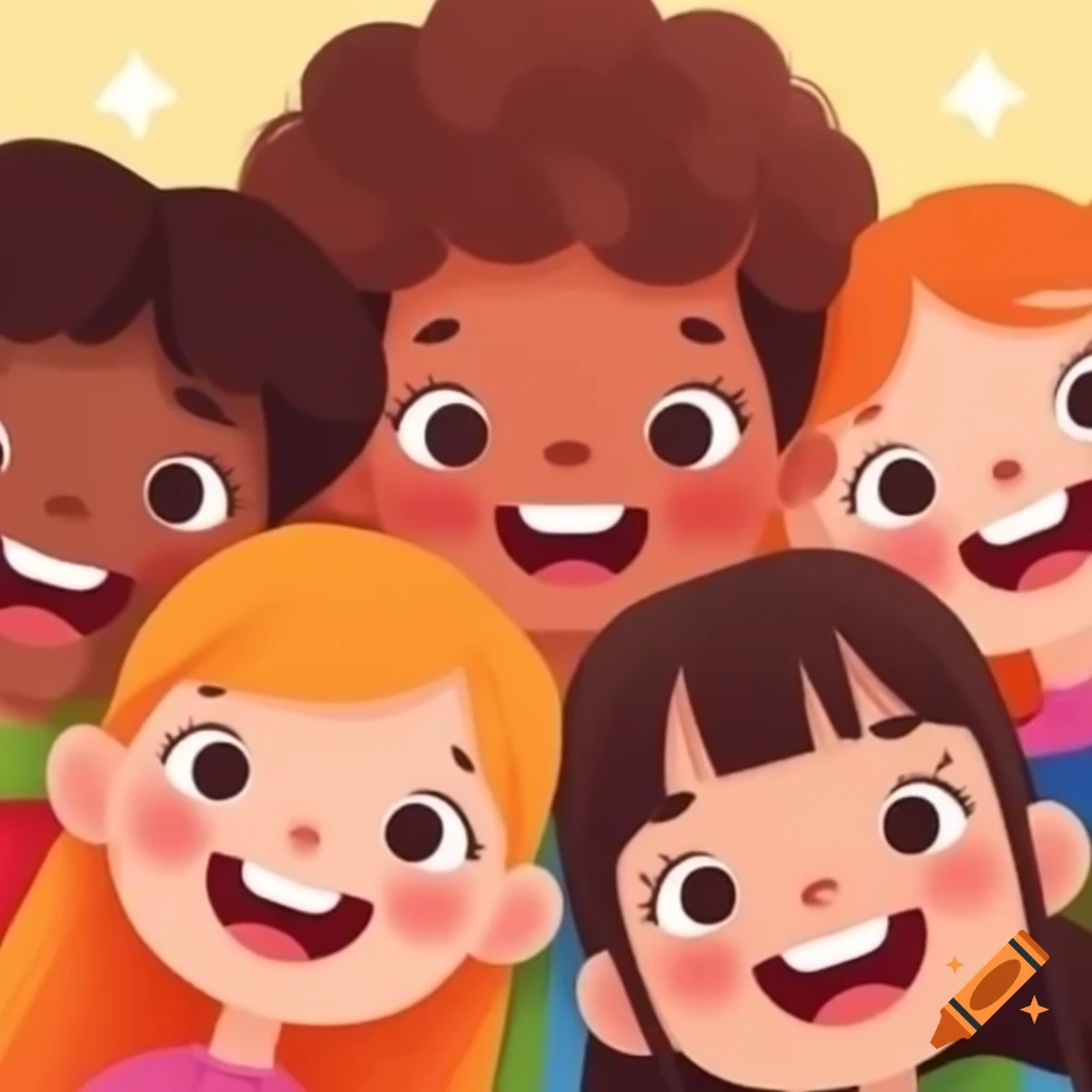 Happy children smiling together