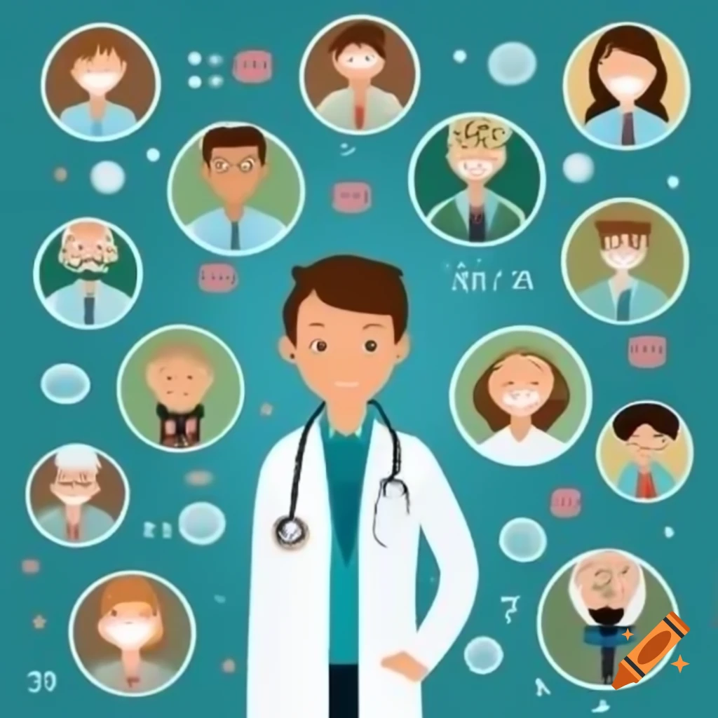 Doctor interacting with diverse group of patients