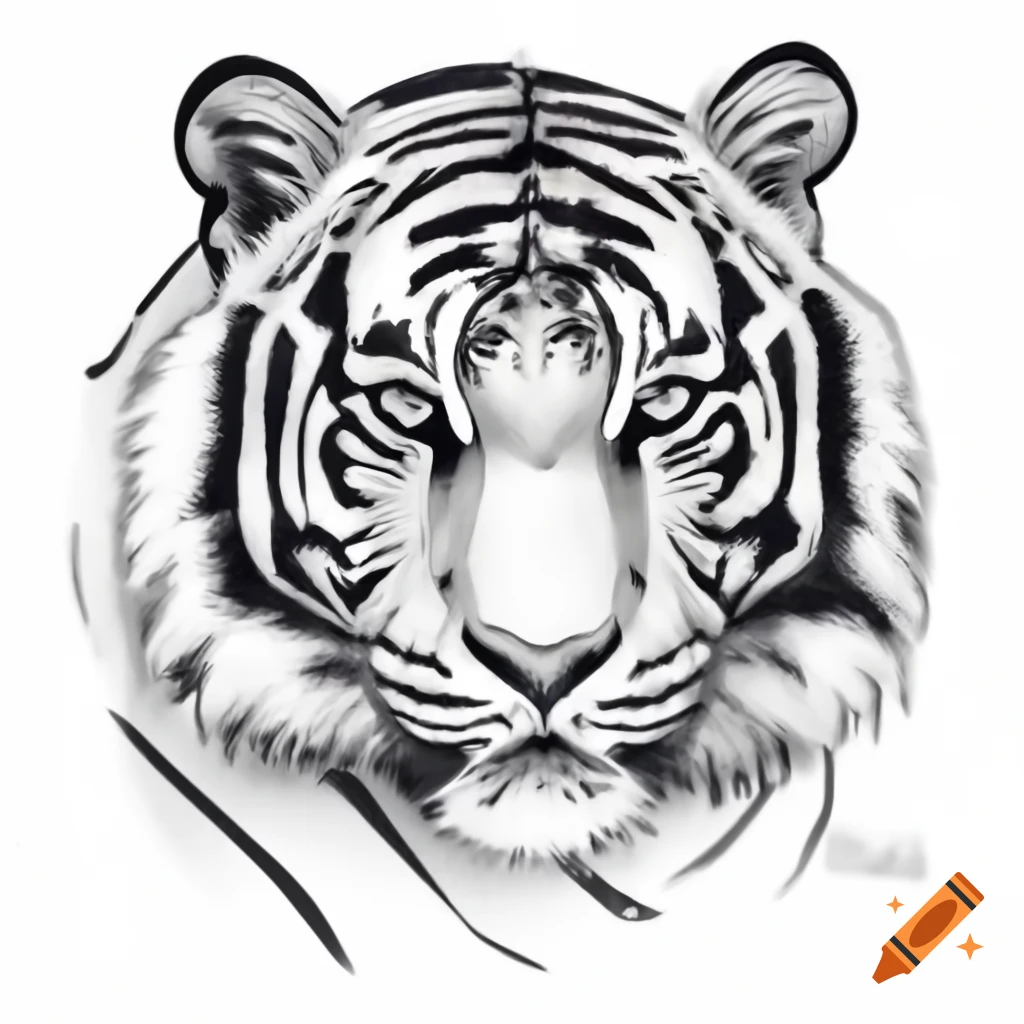 Sketch of a tiger in monochrome