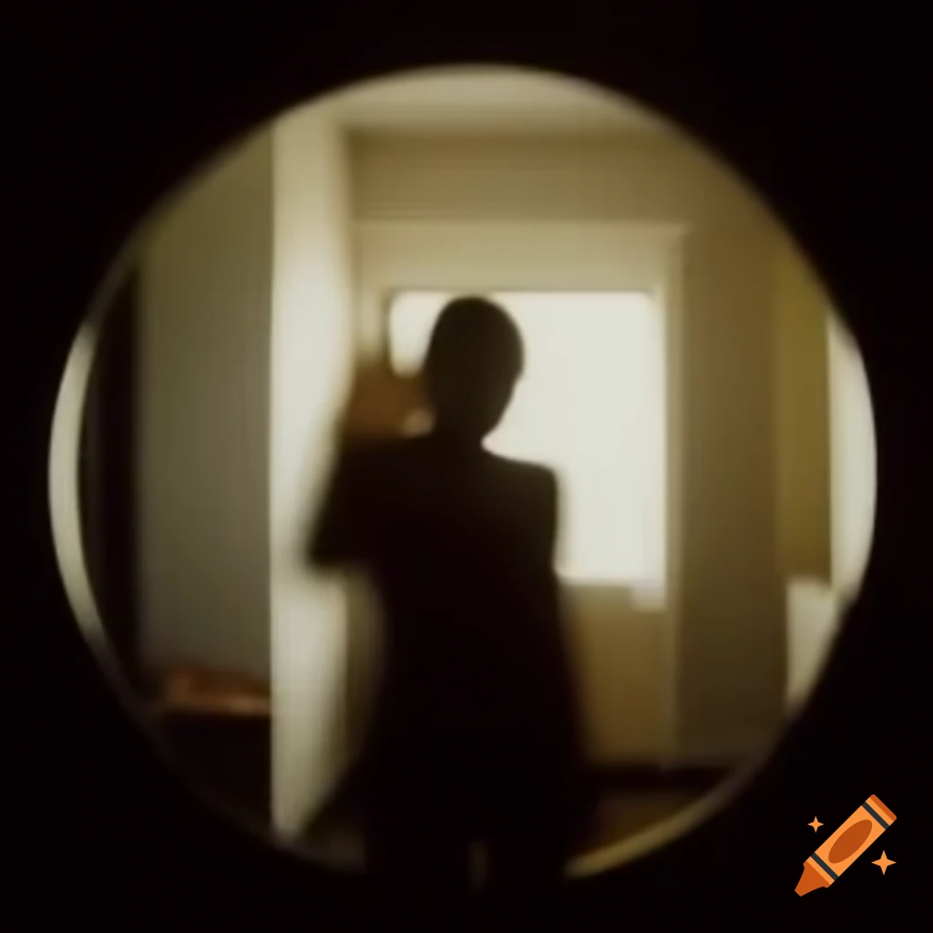 Person approaching mirror illuminated by soft warm light