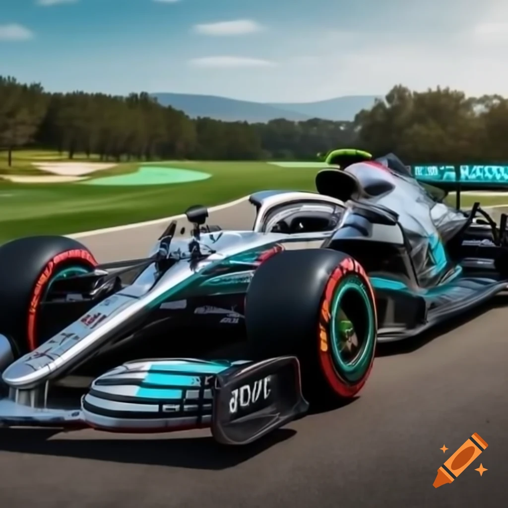 T-shirt design featuring name JB, number 3, and a Mercedes Formula 1 car, themed around golf