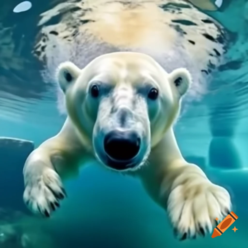 Polar bear swimming in water