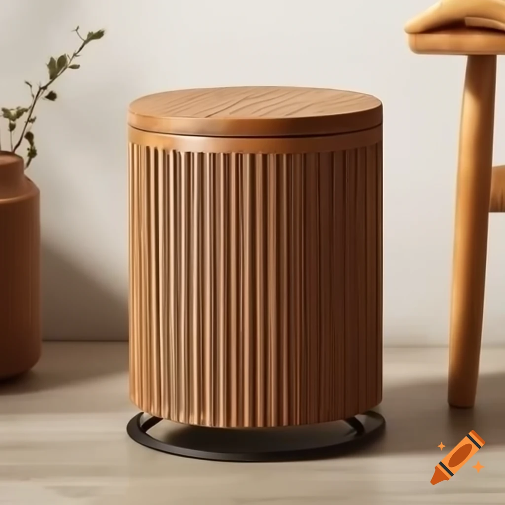Modern cylindrical trash can made of metal