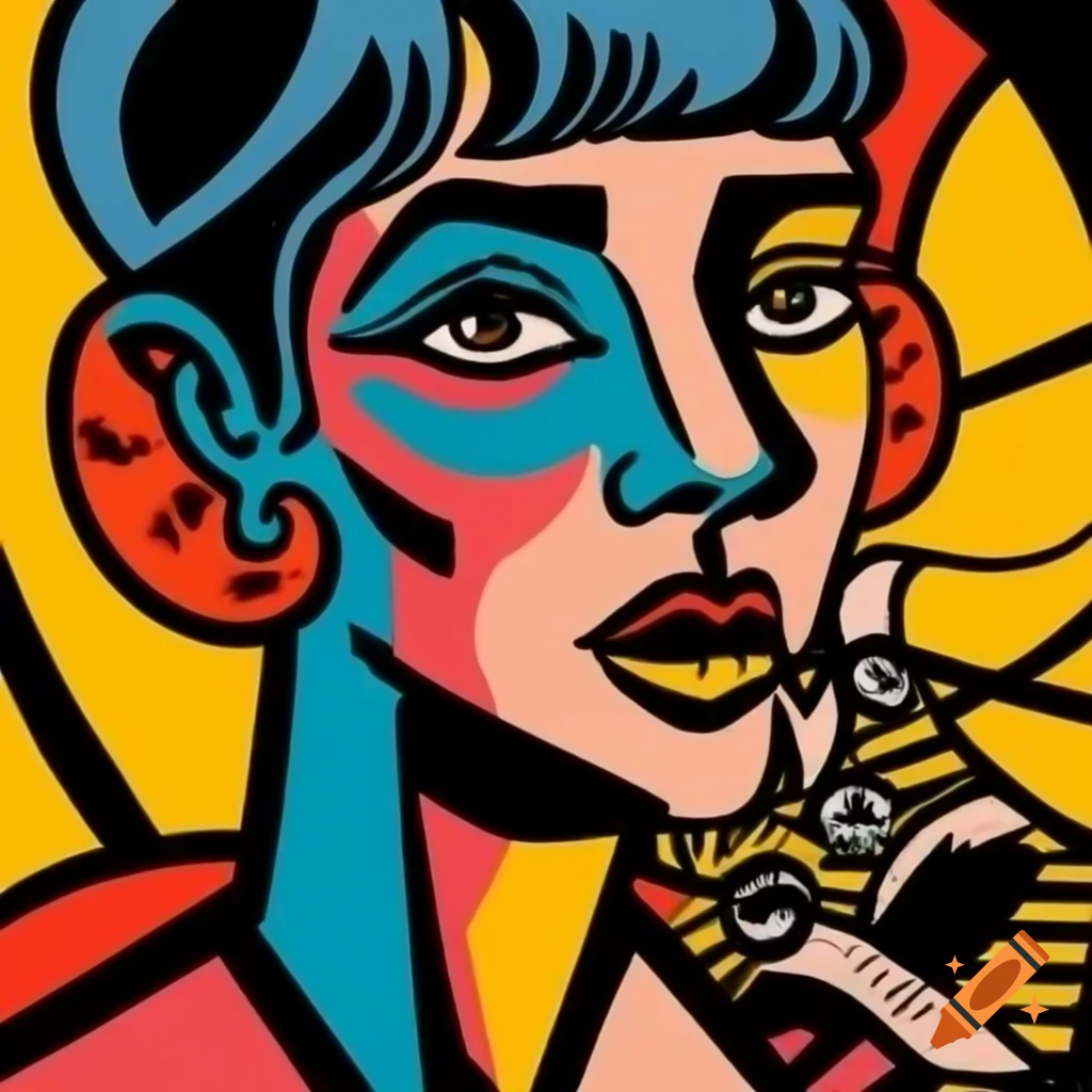 Roy Lichtenstein themed artwork with pop art style