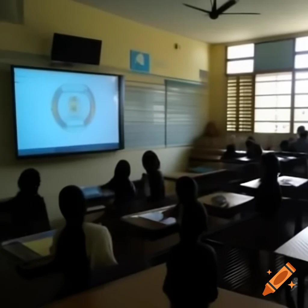 4th graders in Costa Rican classroom watching UN logo on TV on Craiyon