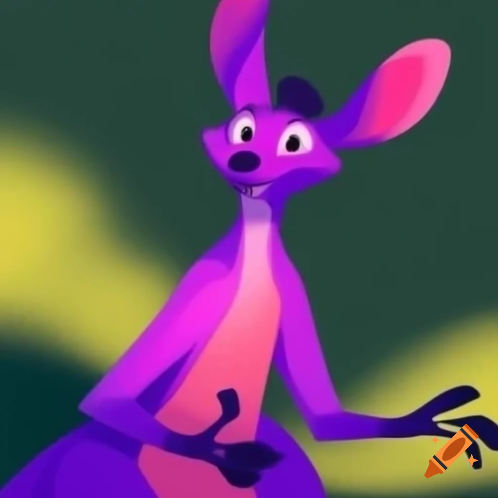 Full body purple kangaroo with short hair in vibrant 4K quality