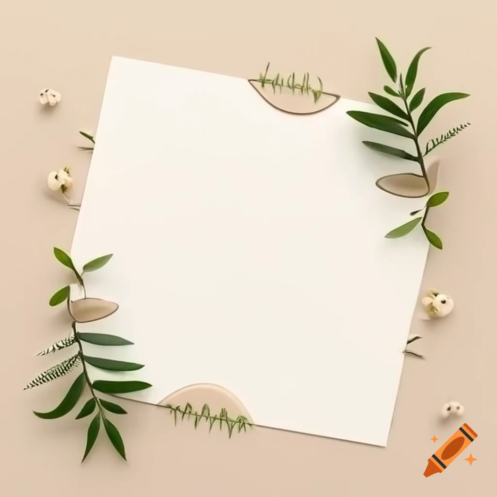 Boho wedding invitation background with small plants and beach feel
