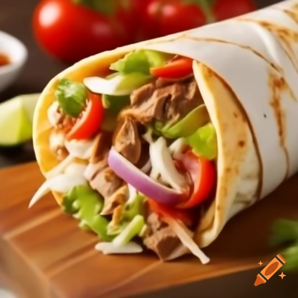 Traditional döner kebab served with fresh vegetables