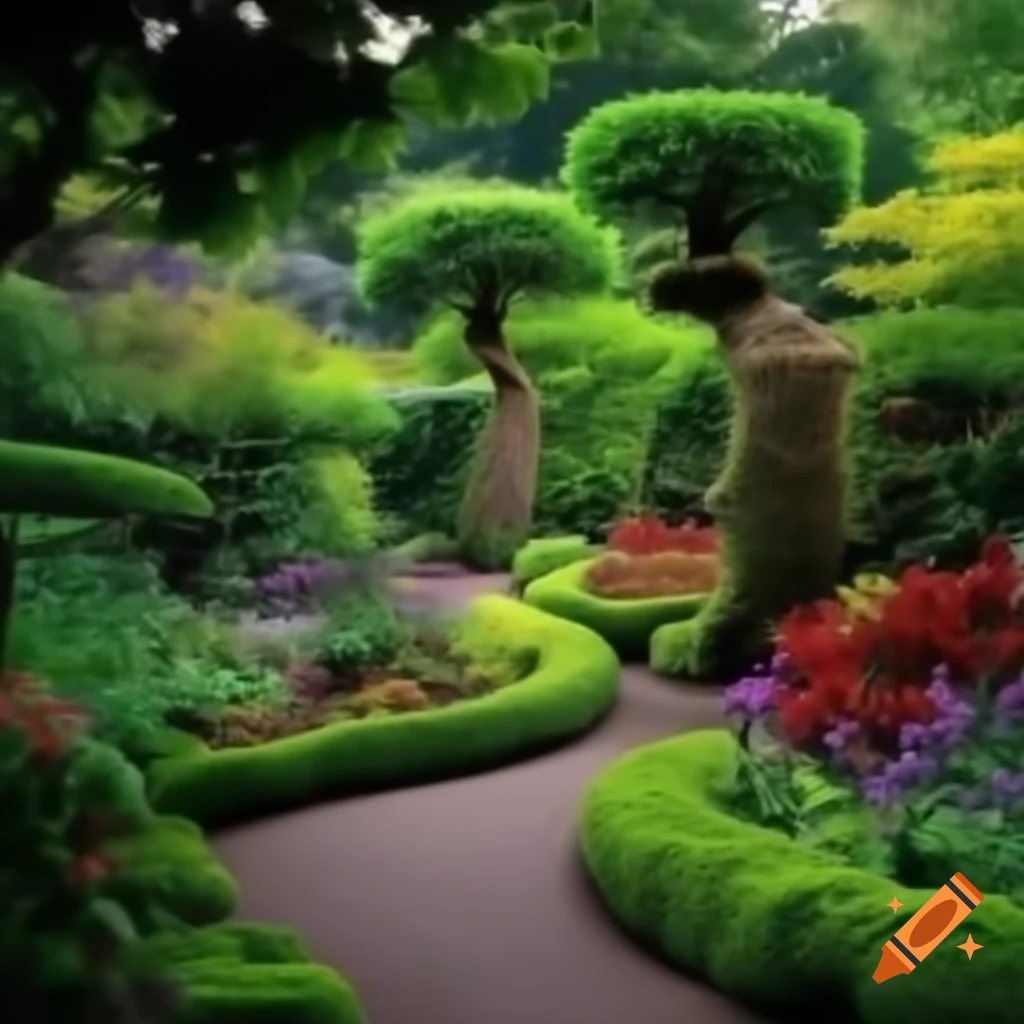 Beautiful expansive garden with diverse plants and flowers