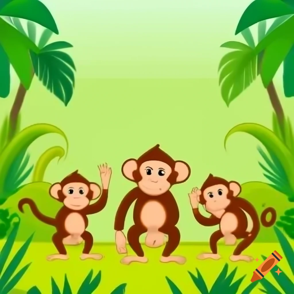 Monkey talking to two others in jungle setting