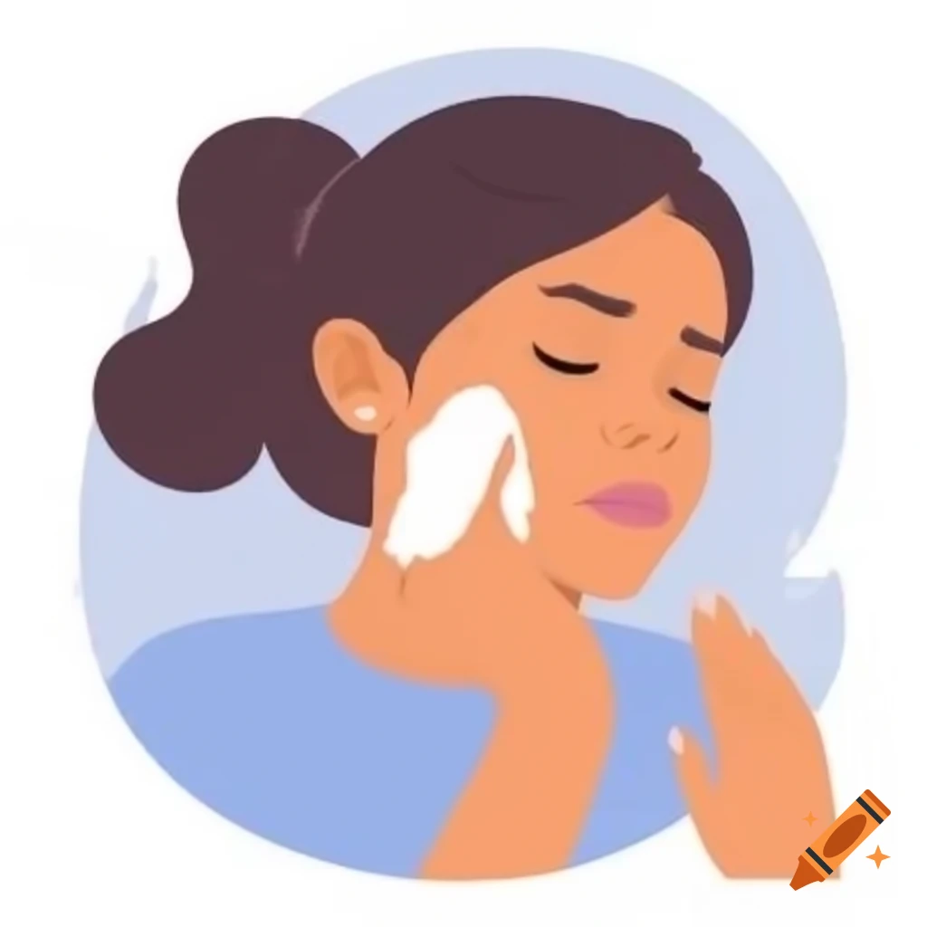 Vector illustration of a woman cleansing her face with wet wipes