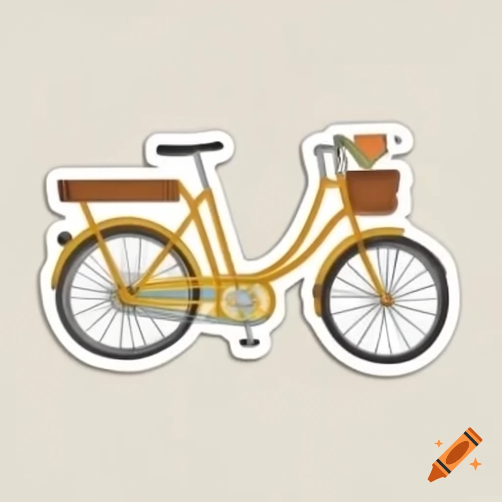 Colorful cartoon bicycle sticker design