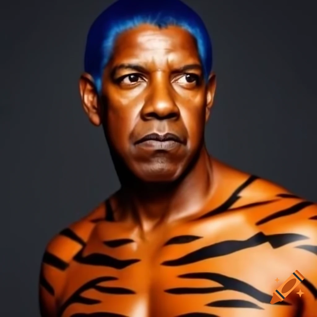 Muscular Figure Resembling Denzel Washington With Tiger Style Makeup