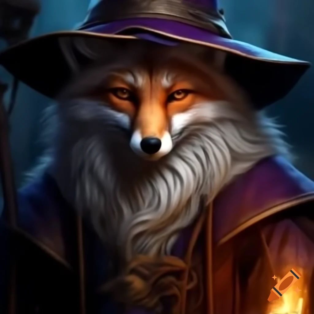 Charismatic fox wizard with magical aura